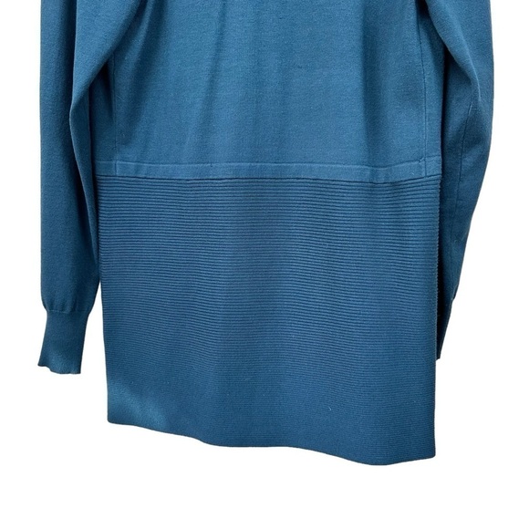 Joan Vass Teal Blue Cardigan Long Sleeve Sweater, Medium - Picture 7 of 9